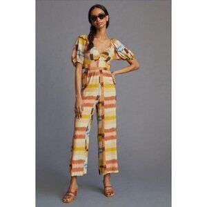 Anthropologie Ranna Gill Tie back Jumpsuit Medium Multicolor Boho Festival New